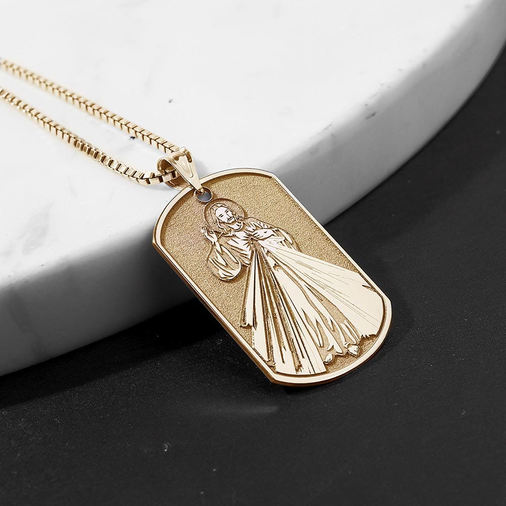 Divine Mercy - Double Sided Dog Tag Religious Medal "EXCLUSIVE"