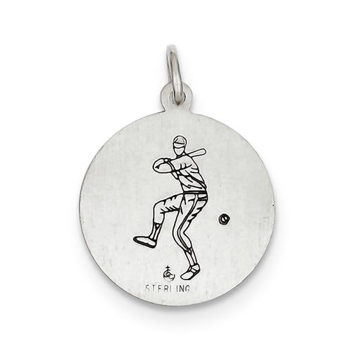 Sterling Silver Saint Christopher Double Sided Baseball Round Religious Medal