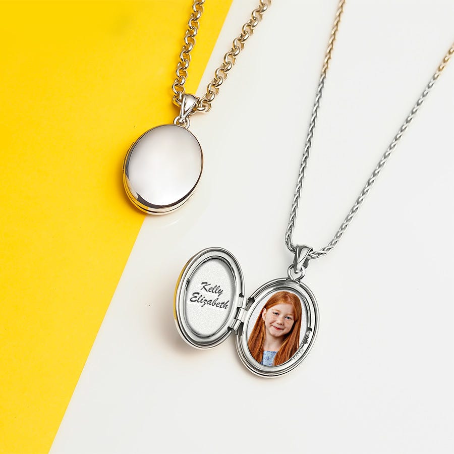 14k White Gold Oval Locket