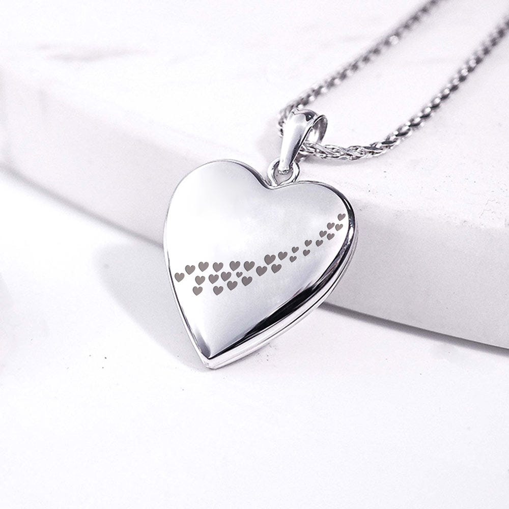 14k White Gold Cascade of Hearts Photo Locket