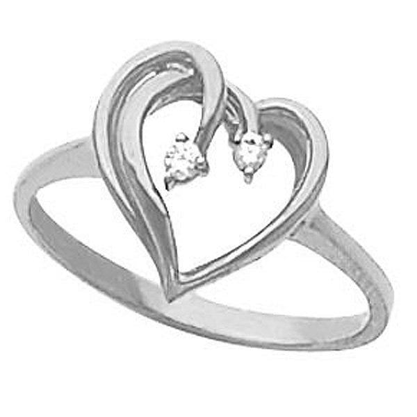 Solid Gold Diamond Heart Shaped Promise Ring