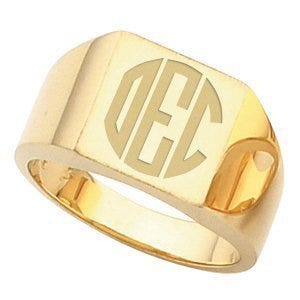 14k Gold Men's Square Signet Ring