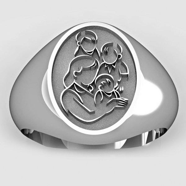 Mother with Three Sons Oval Shaped "Mother's Ring"