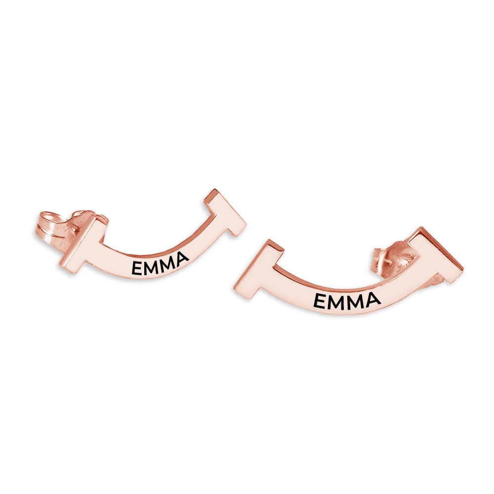 Pair Of Smile Climber Name Earrings