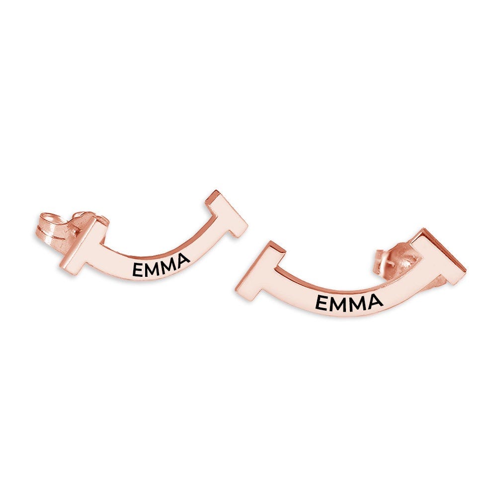 Pair Of Smile Climber Name Earrings