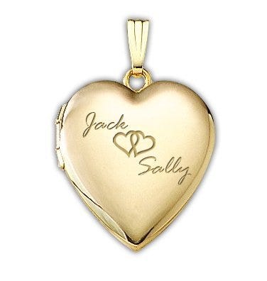 Yellow Gold Together Forever Heart Photo Locket
