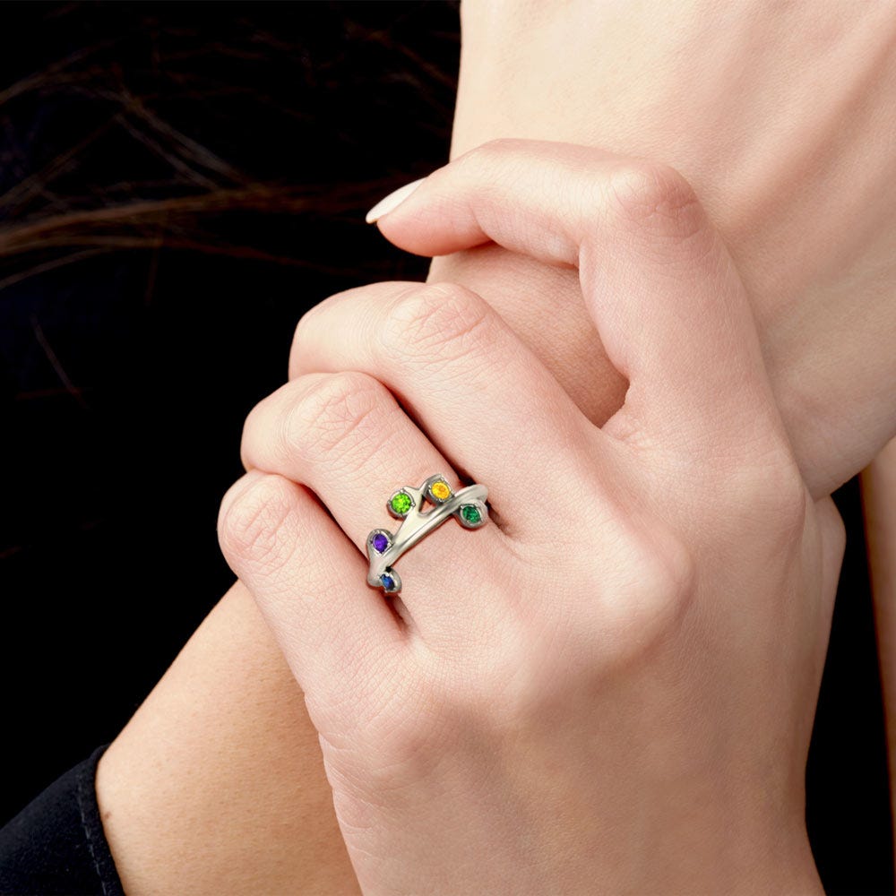 Family Tree Branch Ring with up to 6 Birthstones