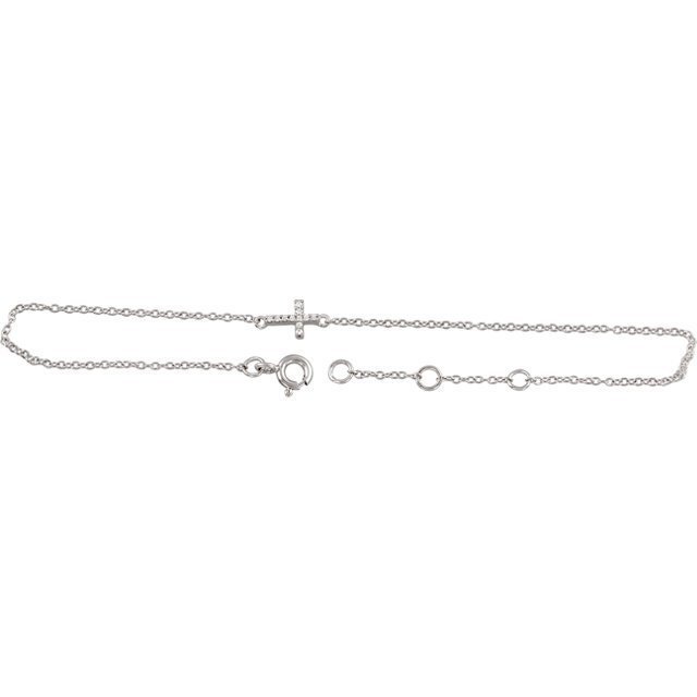 Cubic Zirconia Sideways Cross Design Bracelet