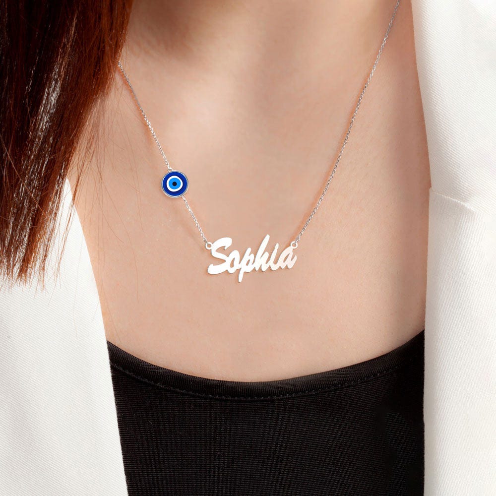 Evil Eye Custom Name Necklace