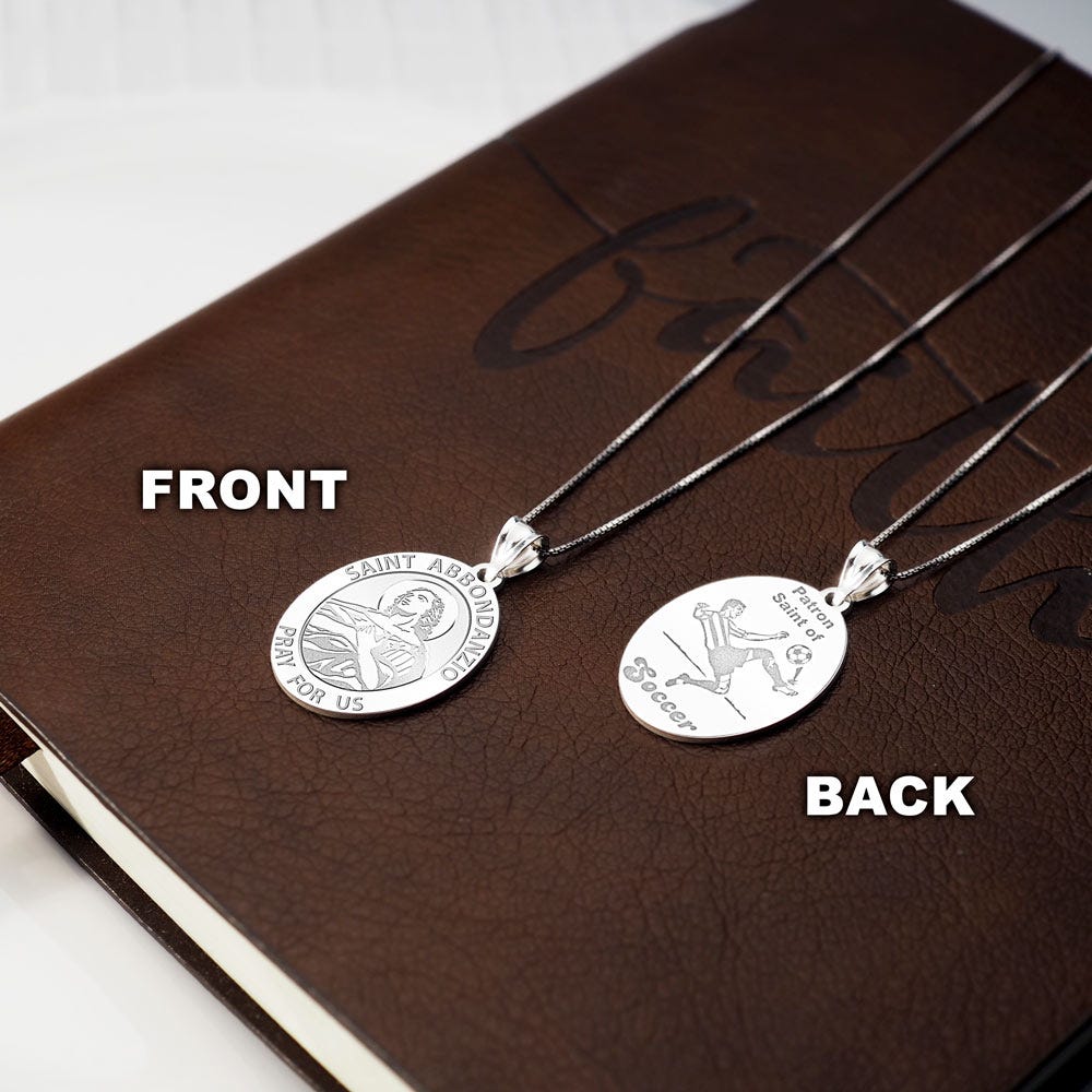 Saint Abbondanzio Oval Double Sided Soccer Religious Medal "EXCLUSIVE"
