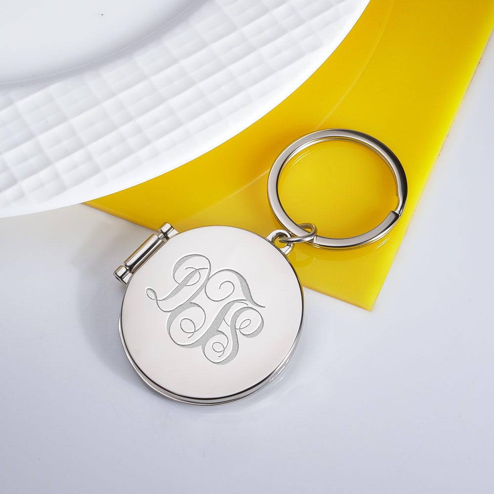 Round Stainless Steel Key Chain Photo Locket