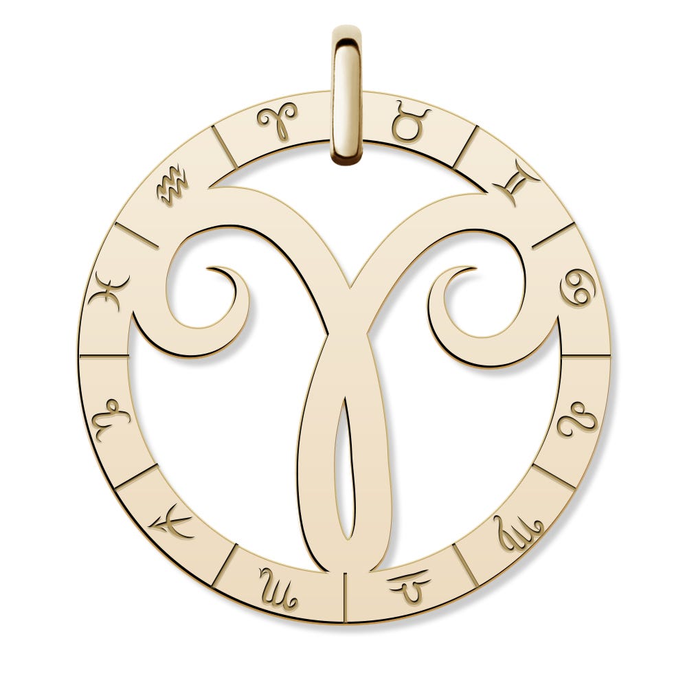 Cutout Round Aries Symbol Charm or Pendant