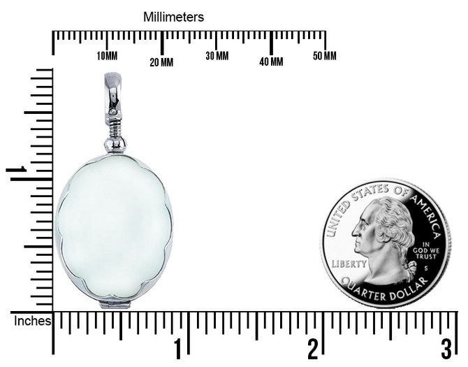 Sterling Silver Glass Oval Photo Locket