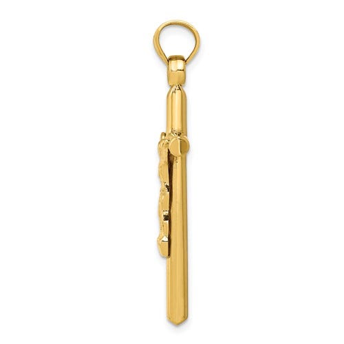 14k Yellow Gold Embossed Crucifix