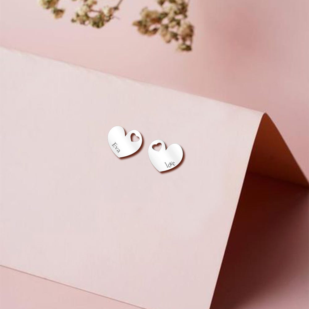 Personalized Dainty Minimal Heart Shaped Cut-Out Earrings