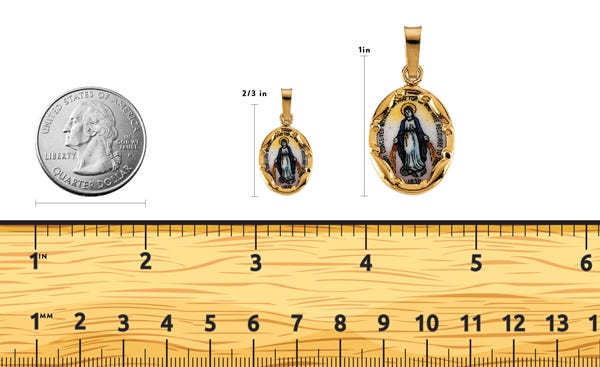 14k Yellow Gold and Porcelain Miraculous Medal