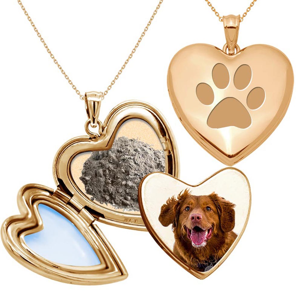 Dog Paw Print Cremation & Hair Photo Locket