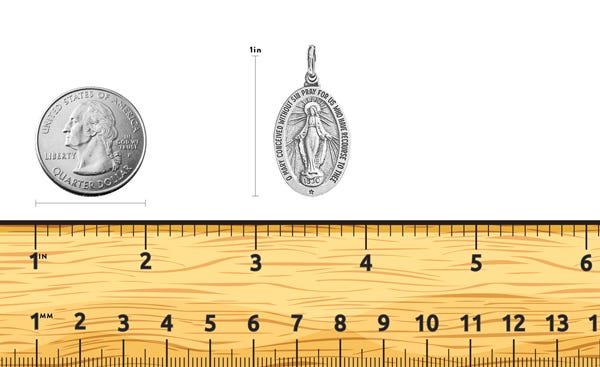 Pewter Oval Miraculous Medal with 20" Chain