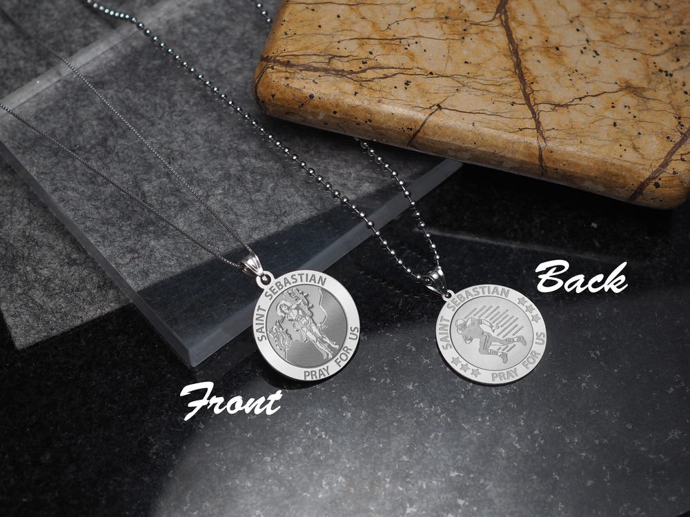 Football - Saint Sebastian Doubledside Sports Religious Medal "EXCLUSIVE"