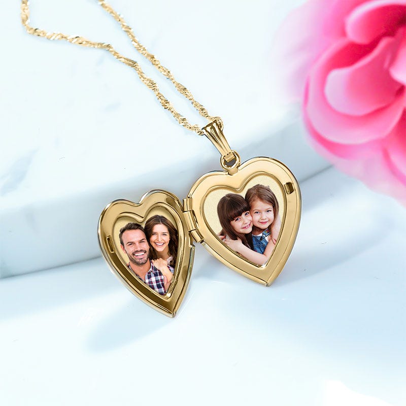 Yellow Gold Daddy's Little Girl Heart Photo Locket