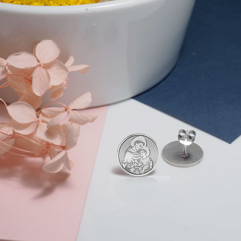 Pair of Saint Anthony of Padua Stud Earrings