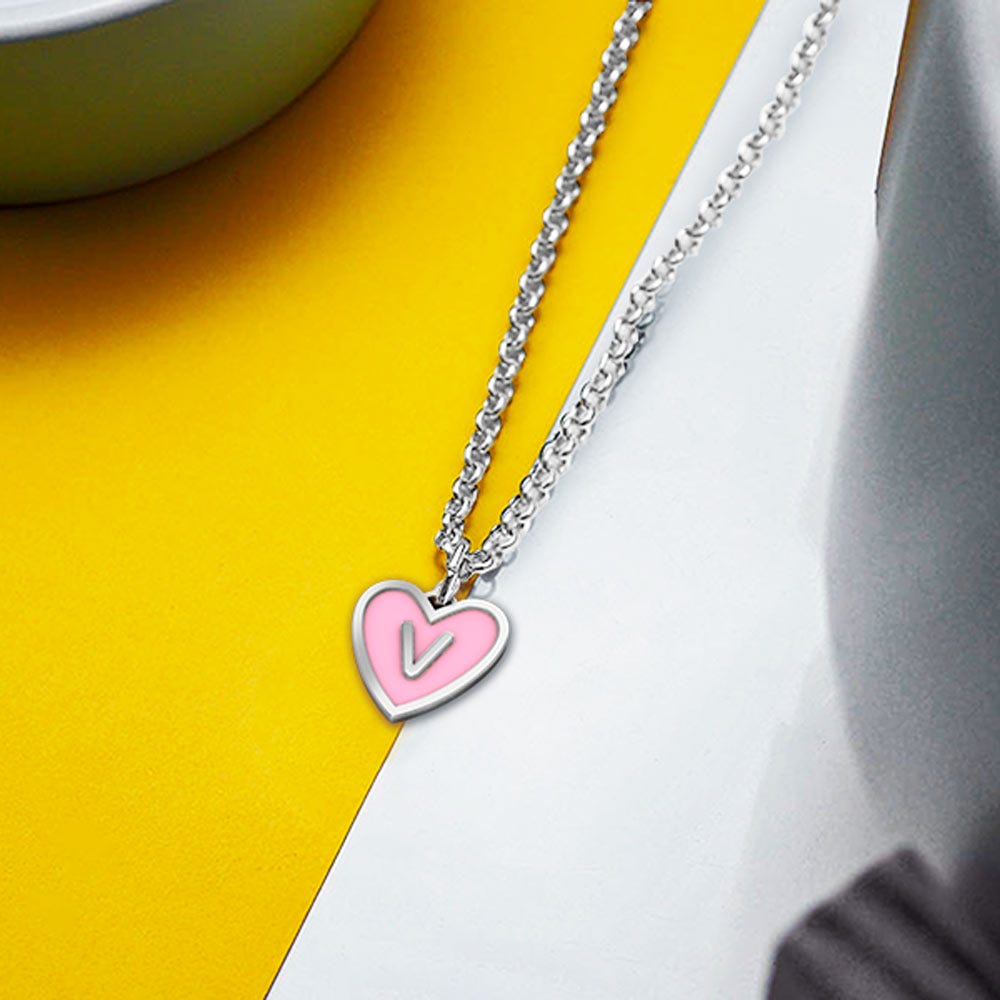 Dainty Color Initial Heart Pendant