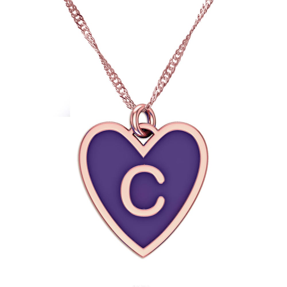 Dainty Color Initial Heart Pendant