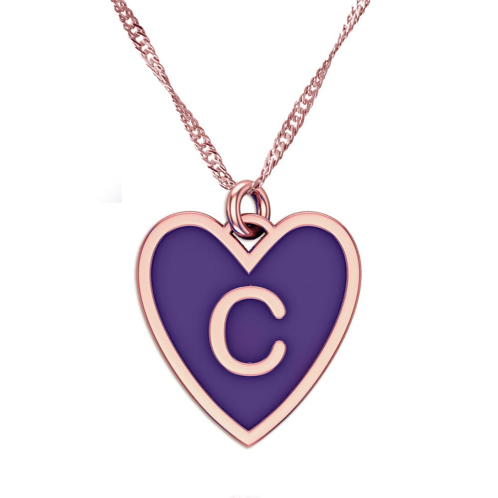 Dainty Color Initial Heart Pendant
