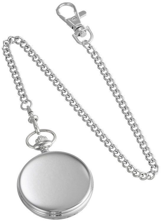 Charles-Hubert Paris Stainless Steel Hunter Case Quartz Pocket Watch
