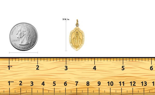 14K Yellow Gold Miraculous Medal Badge Charm