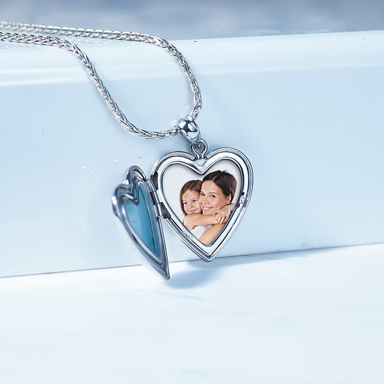 Sterling Silver Black Enameled Initial Heart Photo Locket