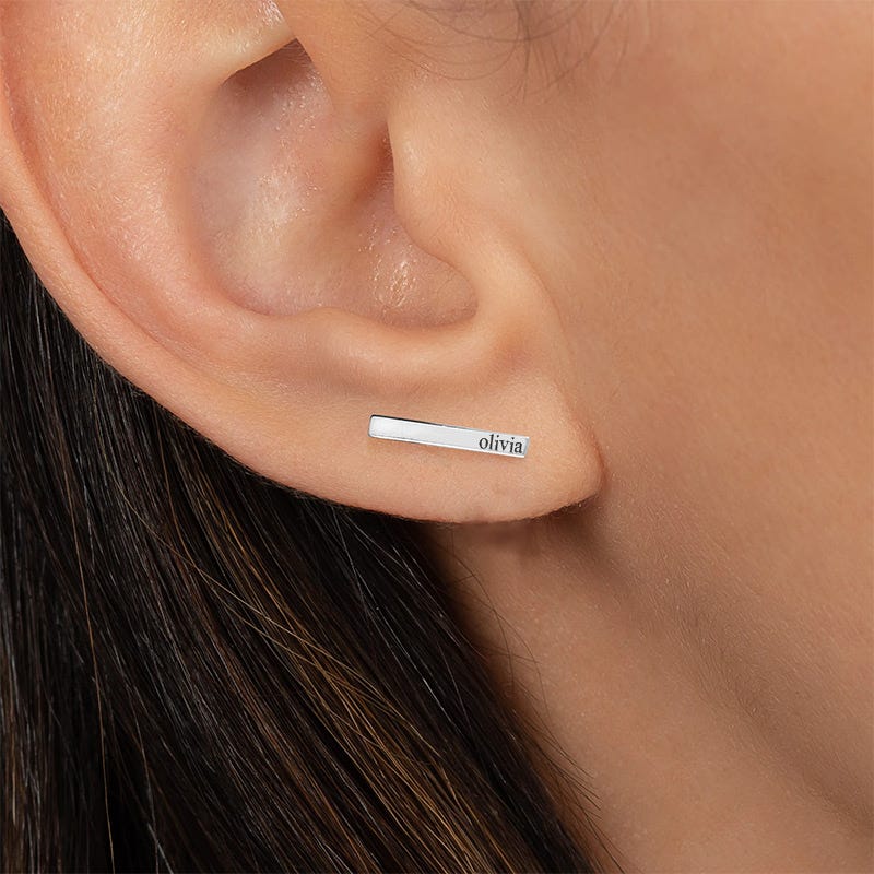 Petite Horizontal Bar Name Earrings