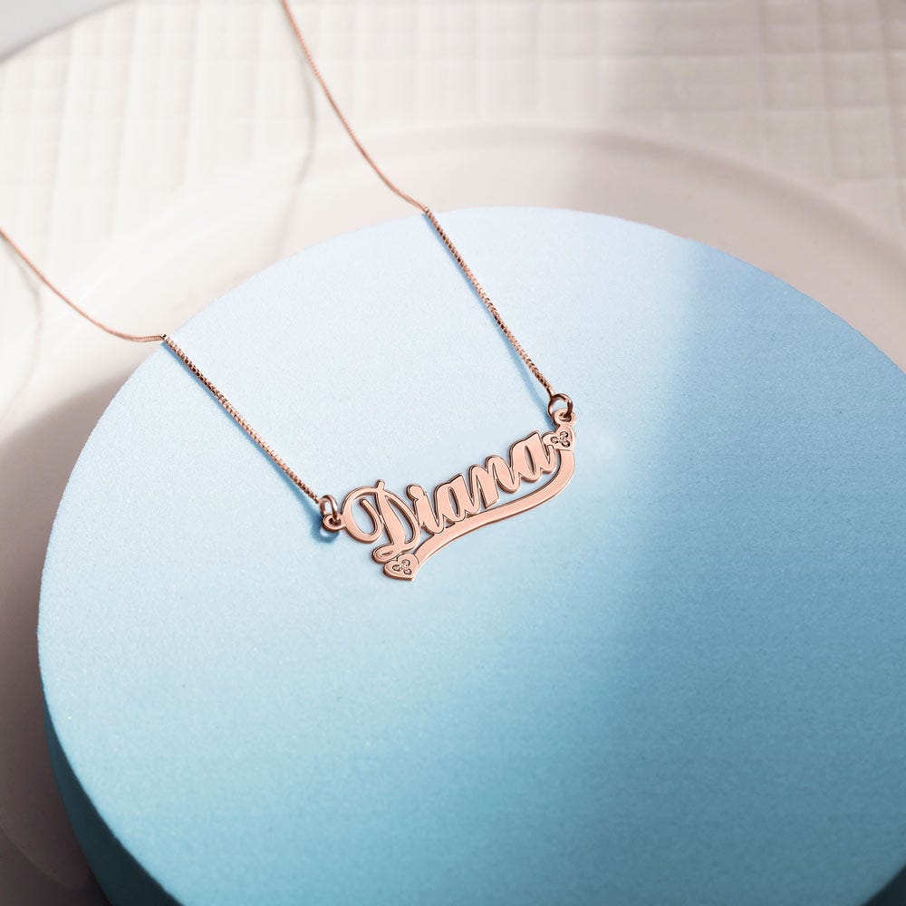 Diamond Heart Name Necklace