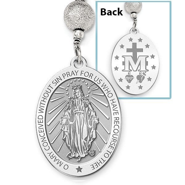 Blessed Mother Virgin Mary "Miraculous Medal" Double Sided Rosary Bracelet "EXCLUSIVE"