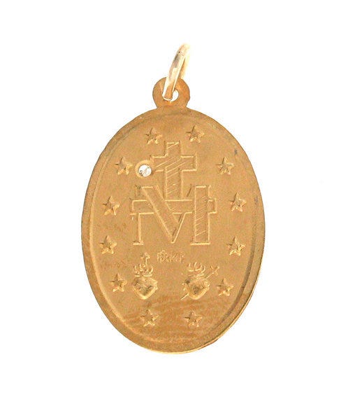 14K Gold Miraculous Medal [H] w/ Diamond