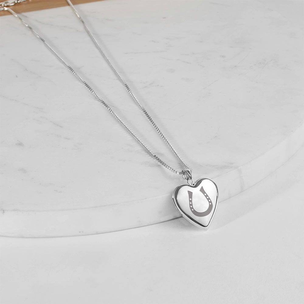Sterling Silver Horseshoe Heart Photo Locket