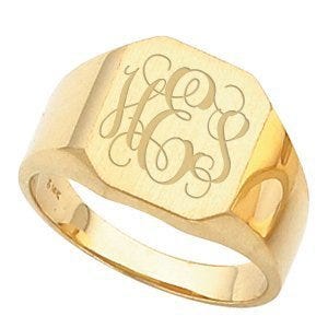 14K Gold Men's Square Signet Ring