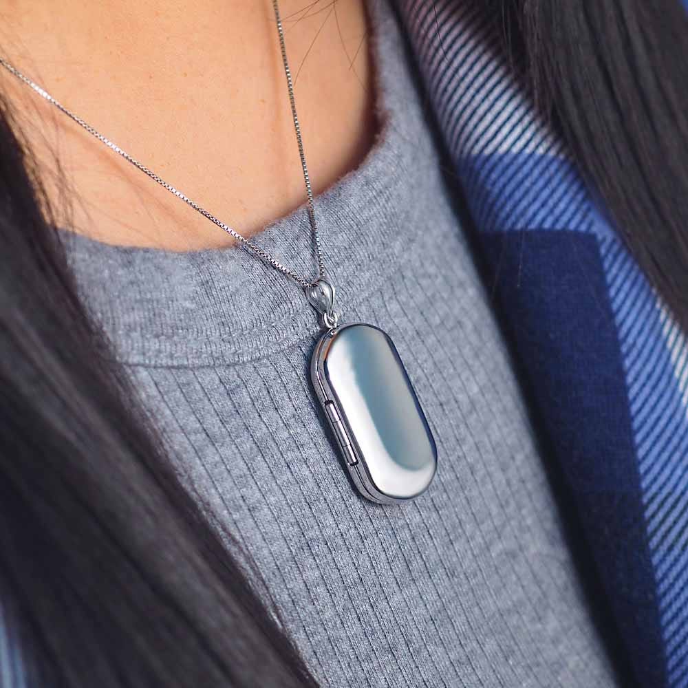 Sterling Silver Dog Tag Photo Locket