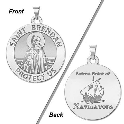 Saint Brendan Double Sided Navigator Round Religious Medal - "EXCLUSIVE"