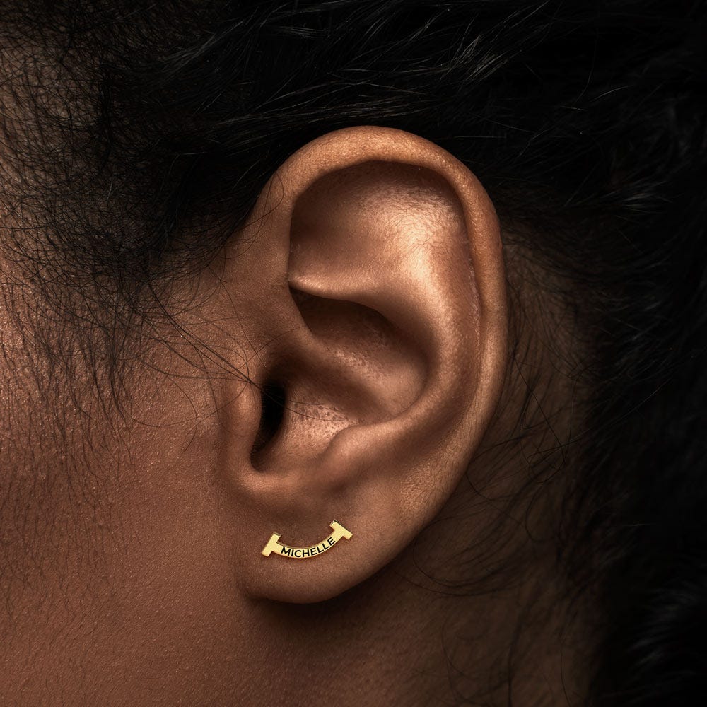 Pair Of Smile Climber Name Earrings