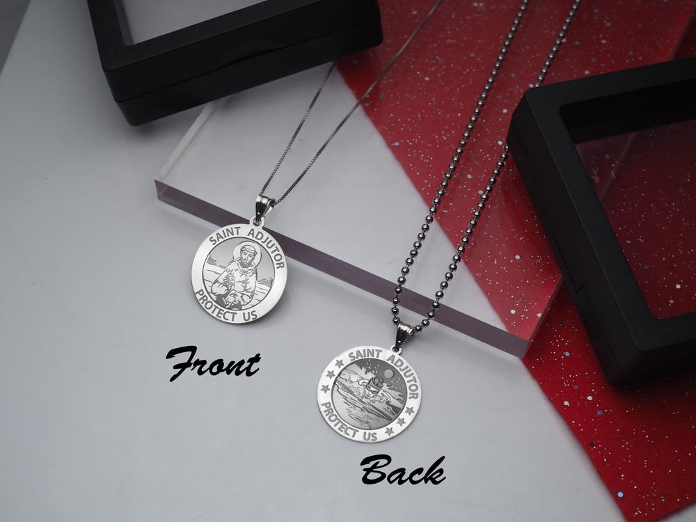 Saint Adjutor Doubles Sided Male Swimmer Round Religious Medal - "EXCLUSIVE"