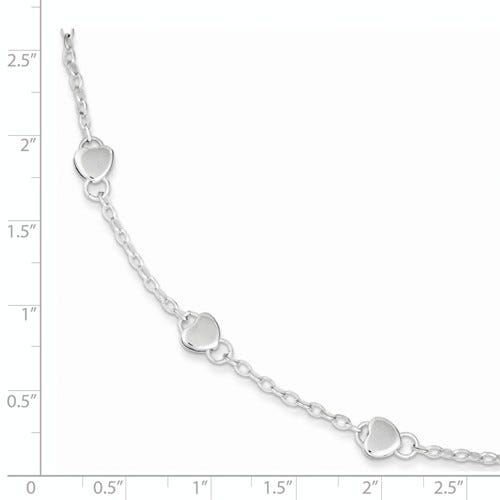Sterling Silver Childrens Heart Link Bracelet