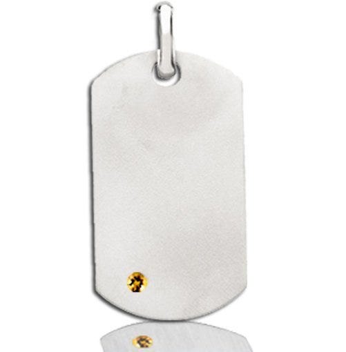 Engravable Dog Tag Pendant with Birthstone