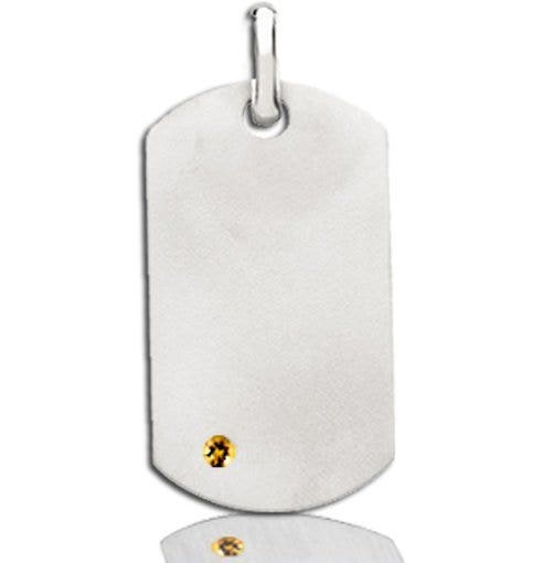 Engravable Dog Tag Pendant with Birthstone