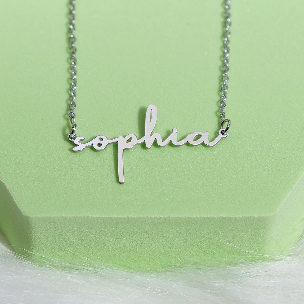 Simple Elegance Script Name Necklace with Chain Included