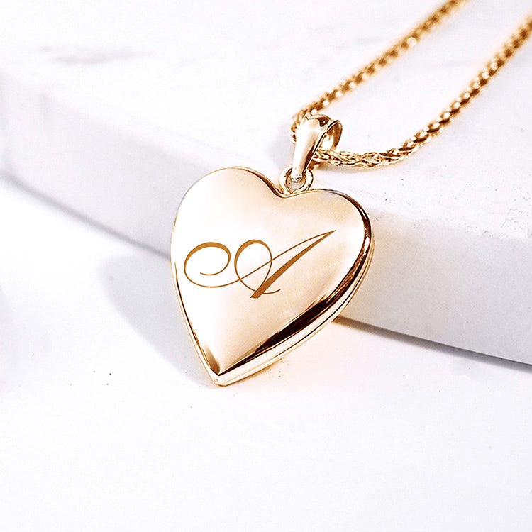 14K Gold Filled Initial Heart Photo Locket