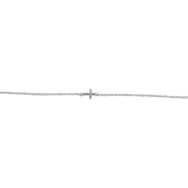 Cubic Zirconia Sideways Cross Design Bracelet