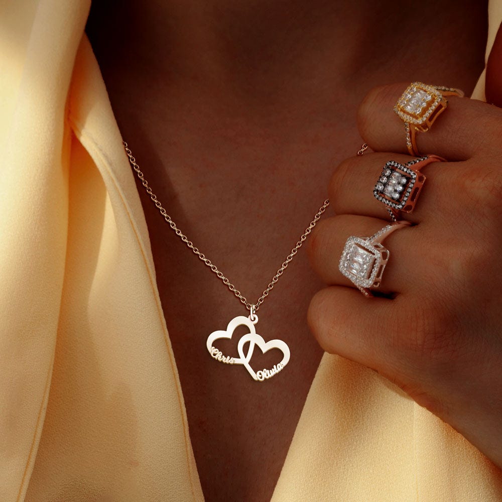 Interlocking Hearts Name Necklace