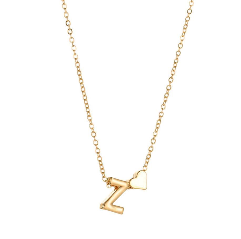 Petite Heart Initial Necklace with Chain