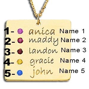 Personalized™ with Five Birthstones Square Pendant
